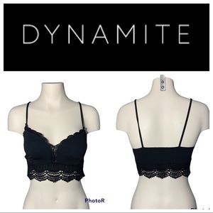 𝅺3/$30 Dynamite Crochet Crop Top Jet Black Bralette